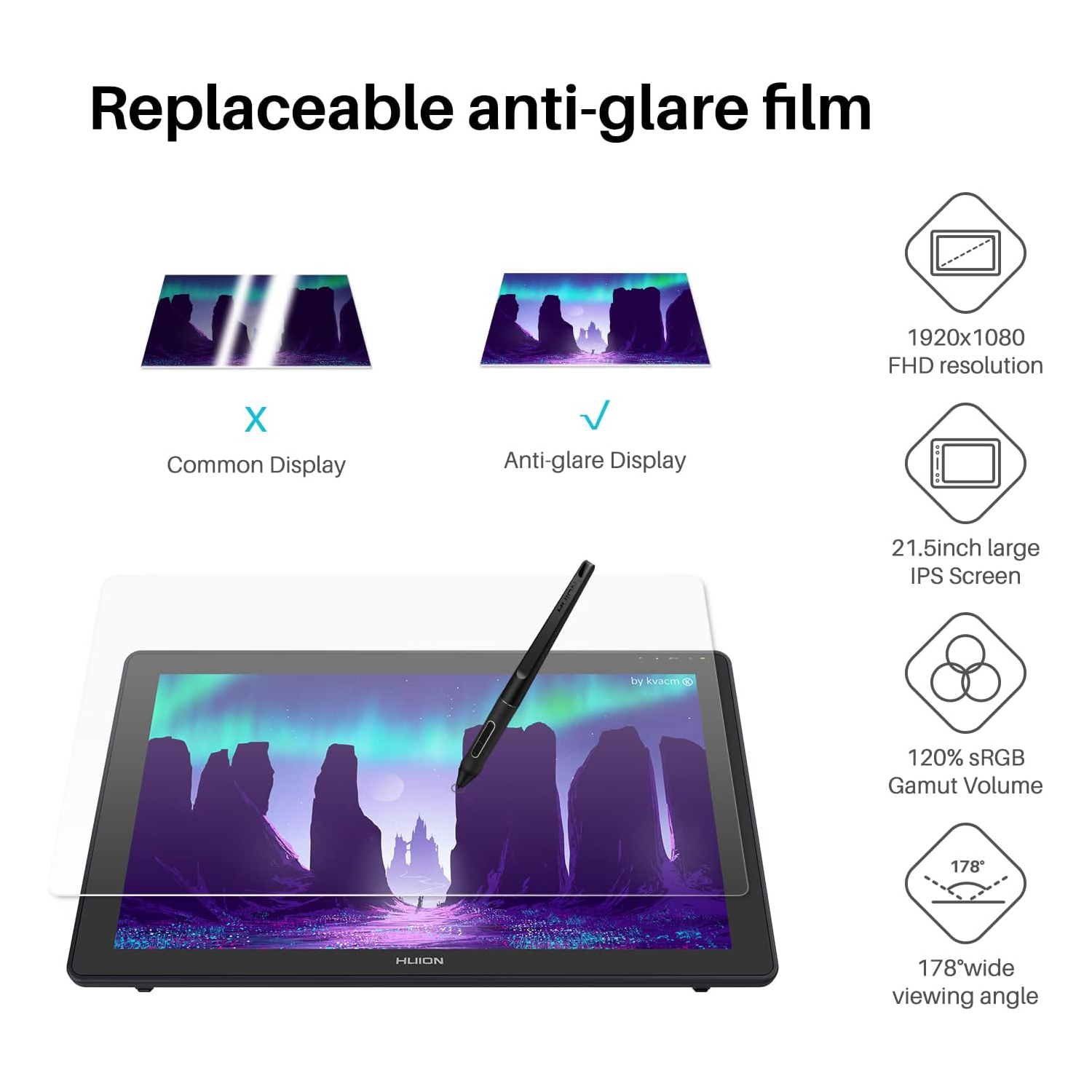 Huion Kamvas 22 grafik Tablet  - Huion Tablet Accessories incelemesi ve fiyatı